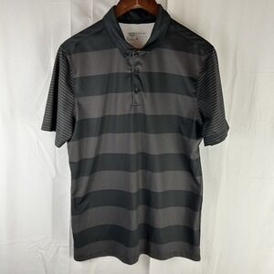 Nike Golf Polo Men's Medium Gray Stripe Standard Dri Fit Short Sleeve